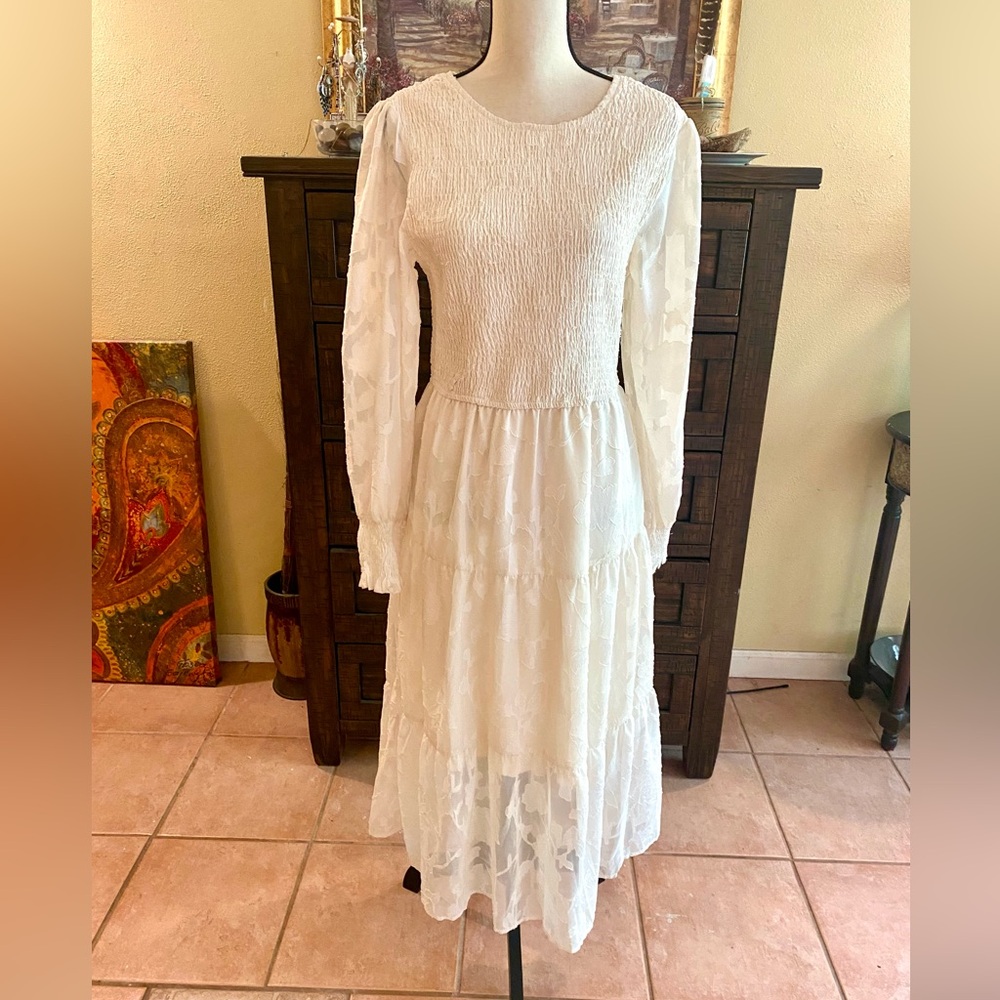 Long Sleeve Lace Floral Dress